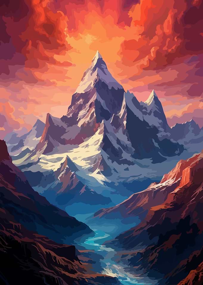 Mountain Peak Landscape at Sunset
