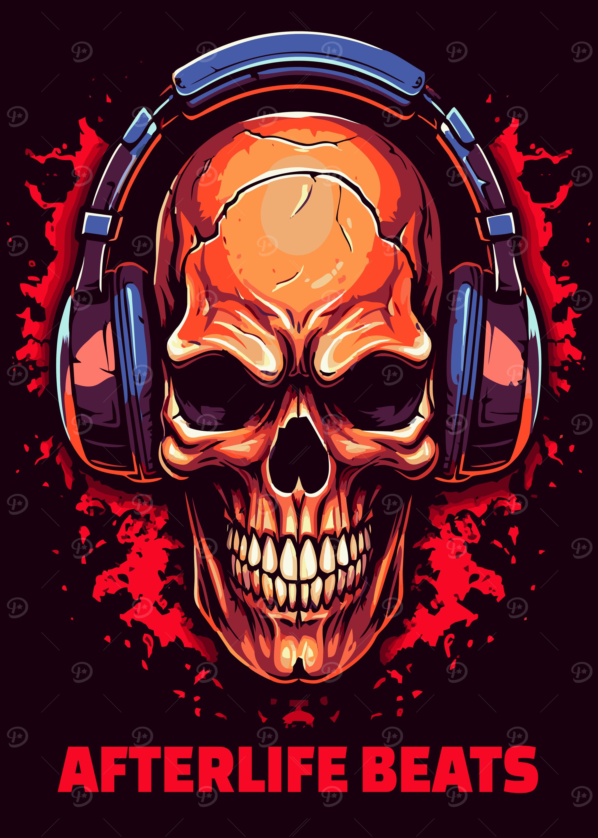 Skull with Headphones - Afterlife Beats