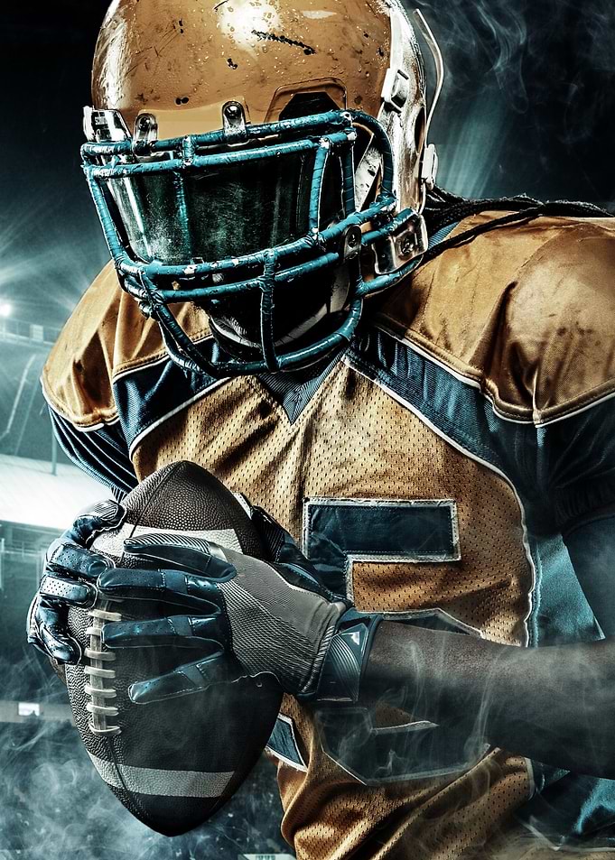 American Football Player with Ball