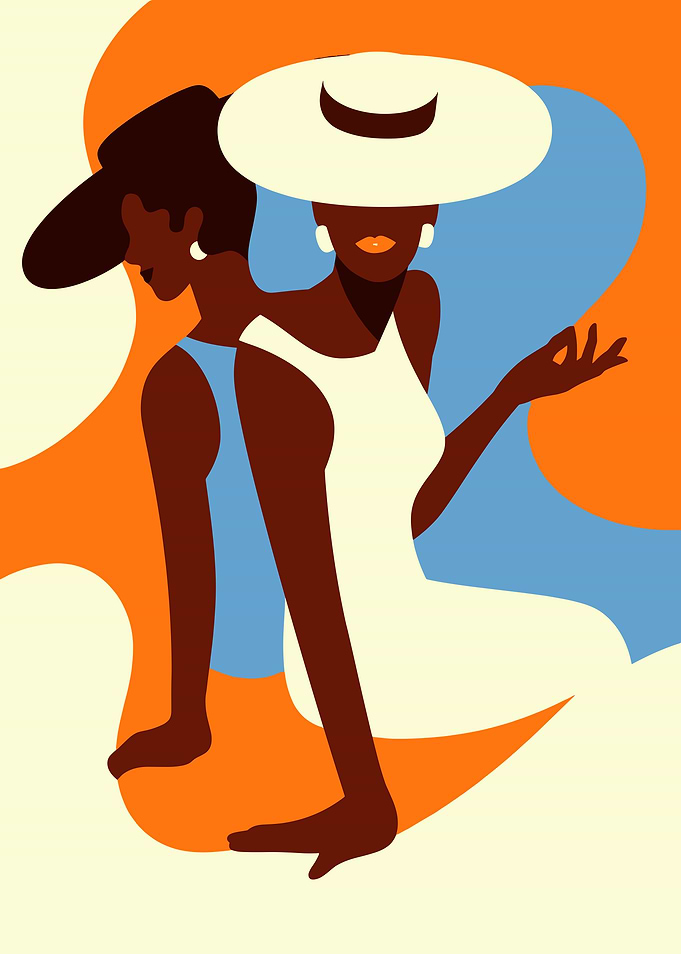 Elegant Women in Hats Illustration