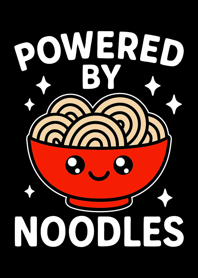 Powered by Noodles Cartoon Illustration