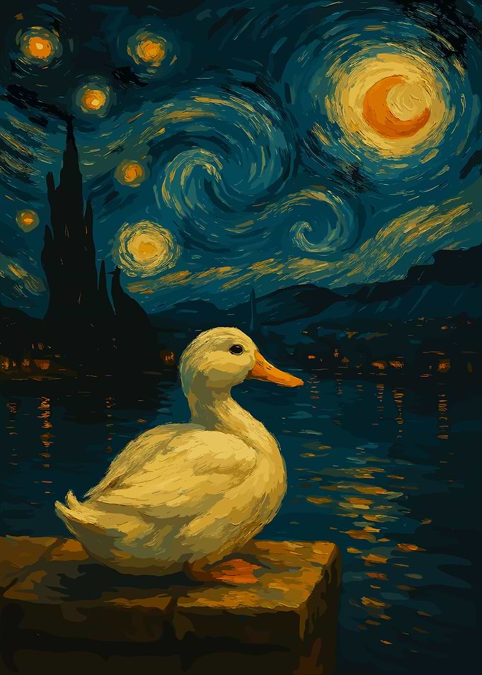 Duck in Starry Night Style