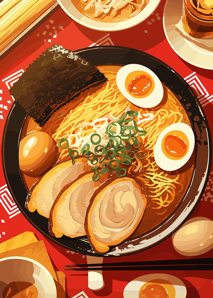 Delicious Ramen Bowl Illustration