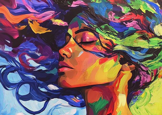 Colorful Portrait Painting of a Woman