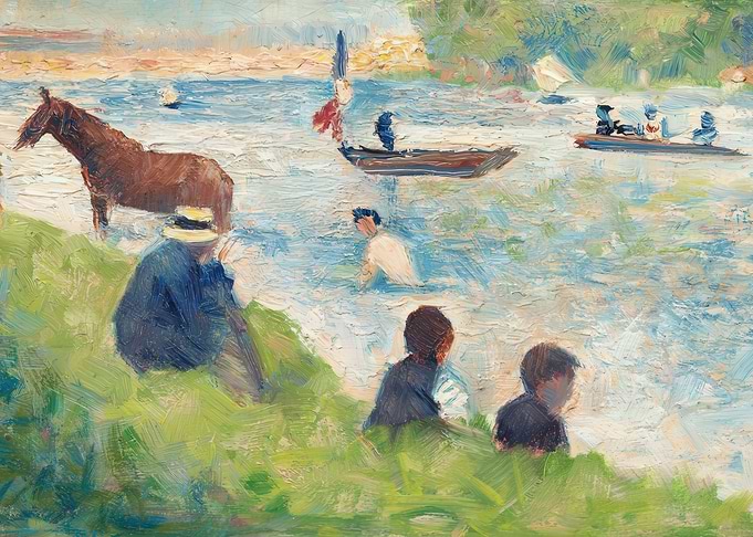 Impressionist River Scene with Figures