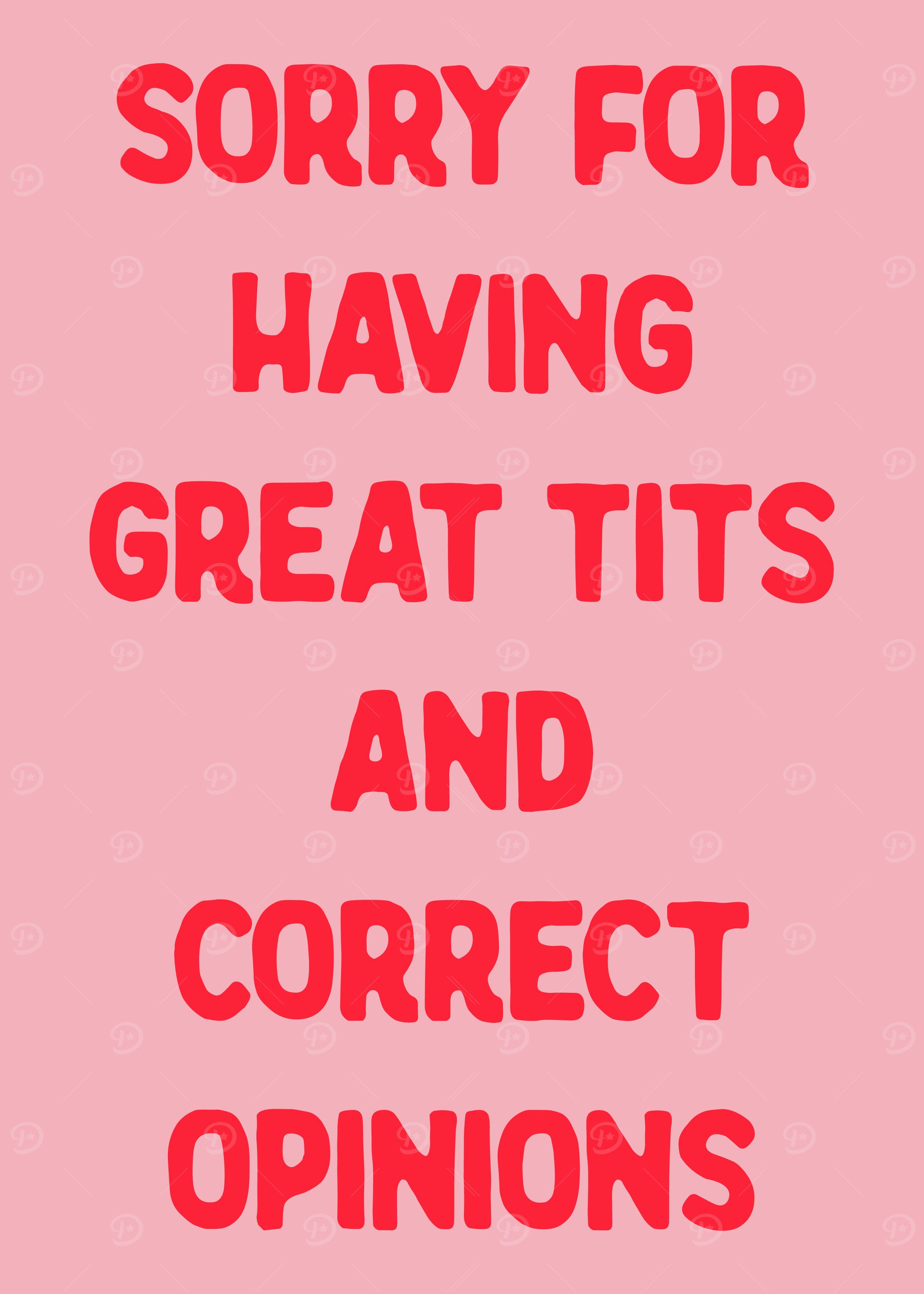 SORRY FOR HAVING GREAT TITS AND CORRECT OPINIONS pink women poster