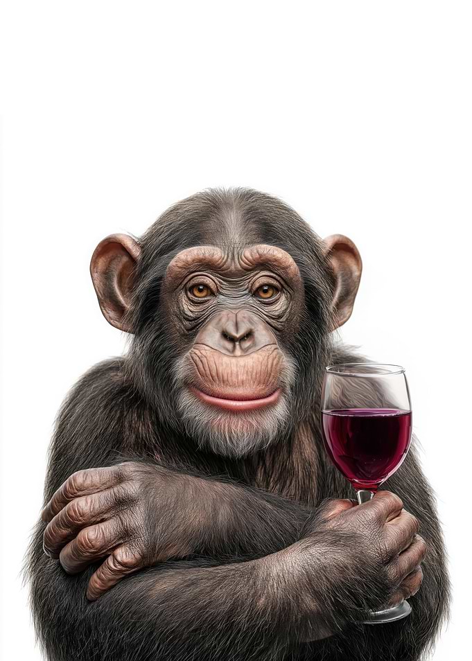 Chimpanzee with Wine Glass