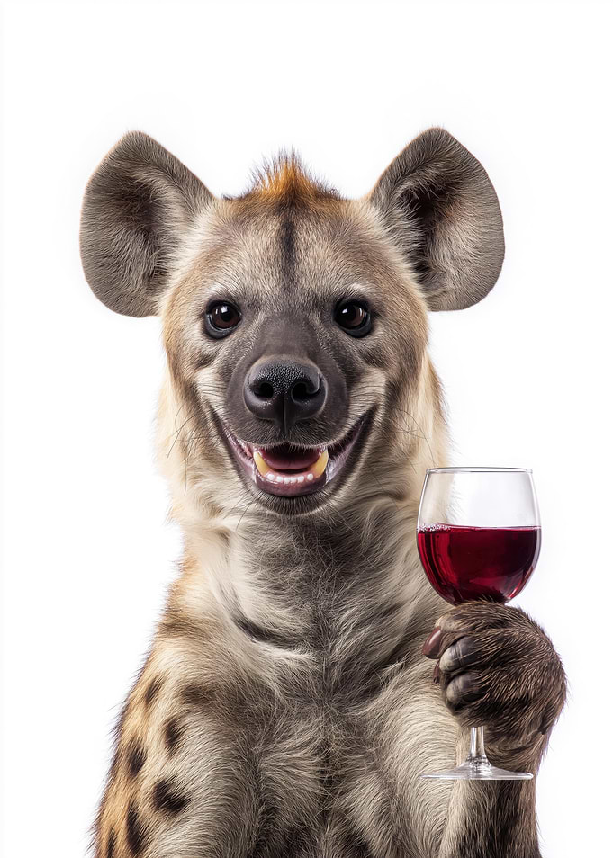 Hyena with Wine Glass