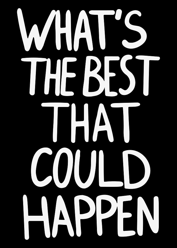 Optimistic Text Art on Black Background