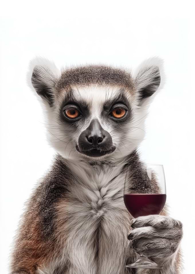Lemur with Wine Glass