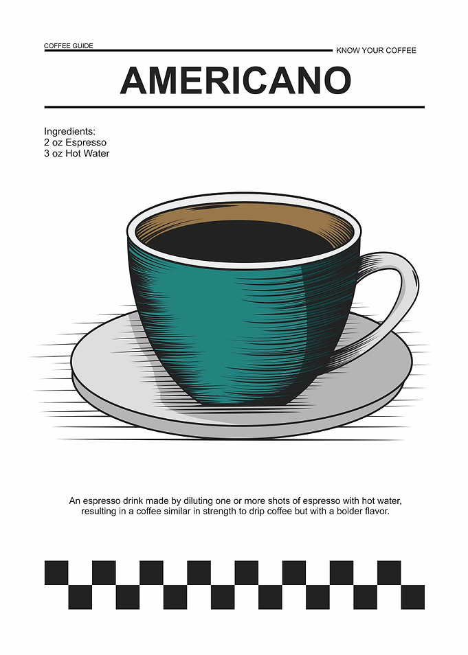 Americano Coffee Guide Illustration