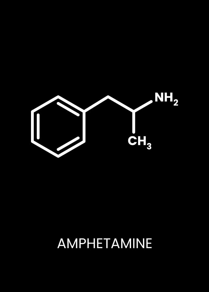Amphetamine Chemical Structure on Black