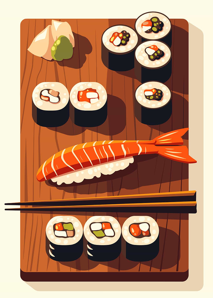 Sushi Platter Illustration