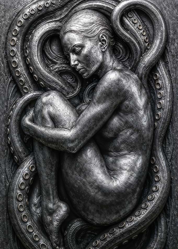 Woman Embraced by Octopus Tentacles