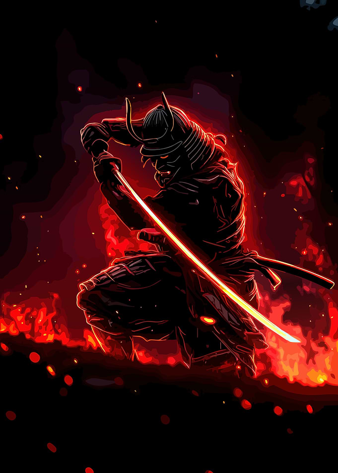 Samurai Warrior with Glowing Sword
