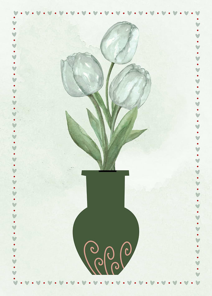 Watercolor Tulips in Vase Illustration
