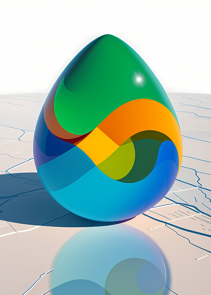 Colorful Abstract Sphere on Map Background