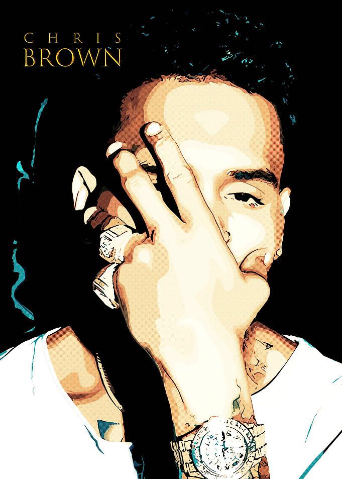 Chris Brown Portrait Pop Art