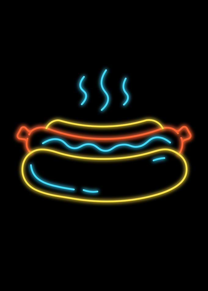 Neon Hot Dog Sign