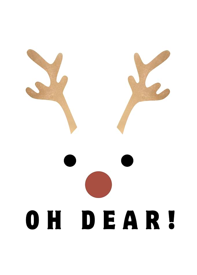 Minimalist Reindeer Face 'Oh Dear!'