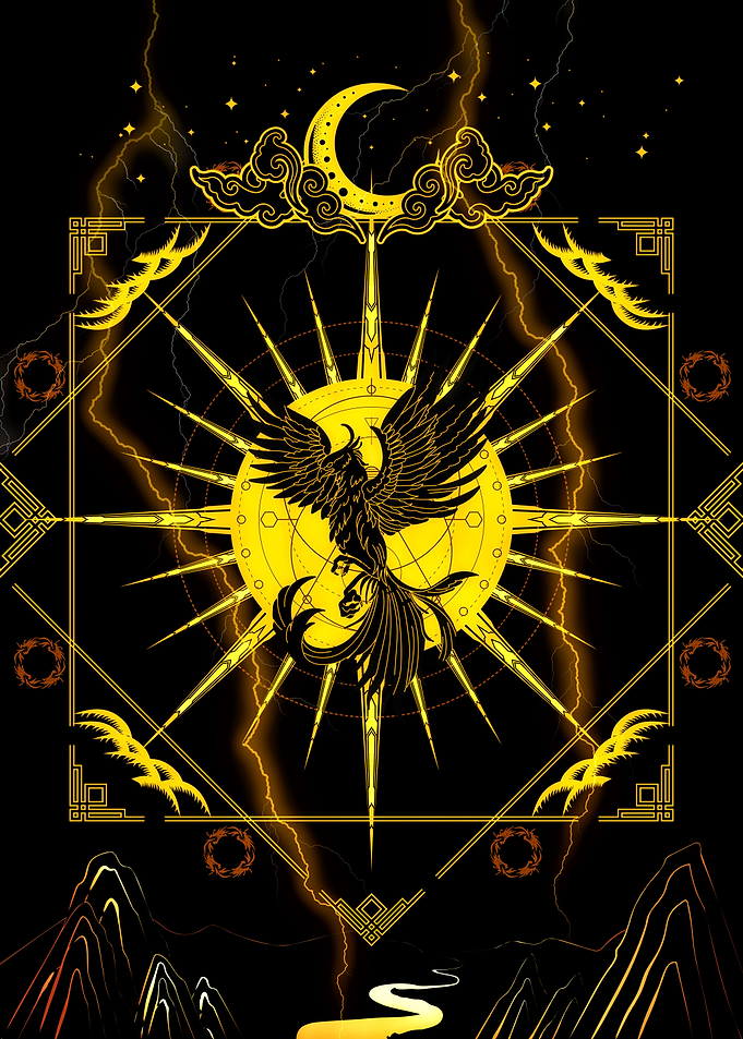 Phoenix Rising: Golden Celestial Art