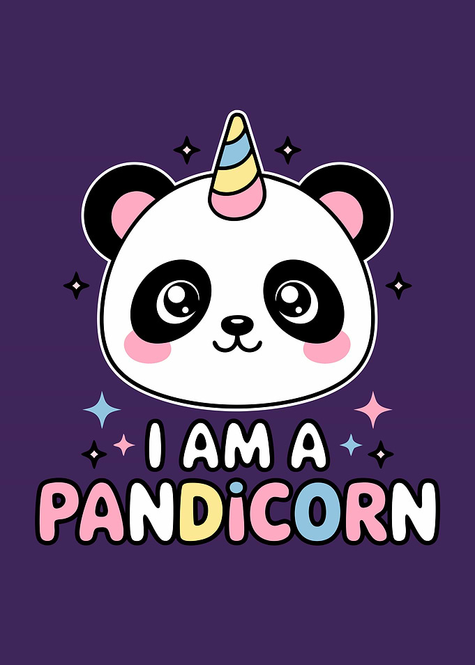 Cute Pandicorn Cartoon Panda Pun