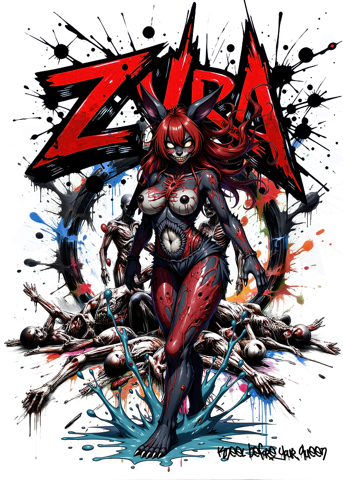 Zombie furry Girl with Corpses