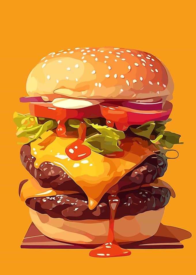 Delicious Double Cheeseburger Illustration