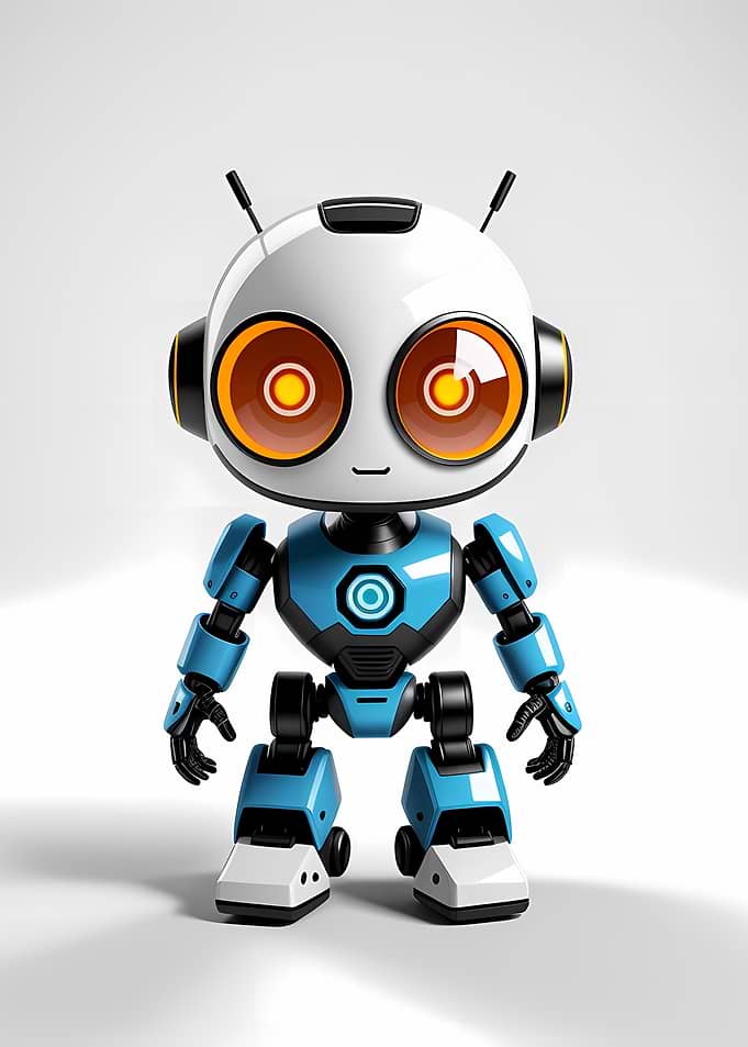Cute Blue and White Robot