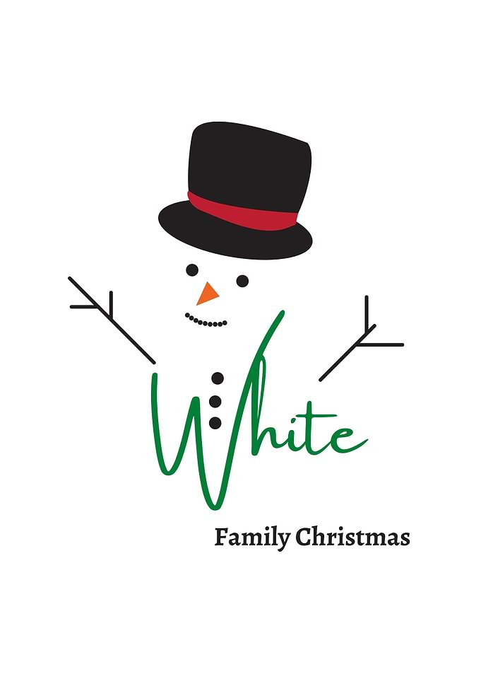 White Family Christmas Snowman Illustration