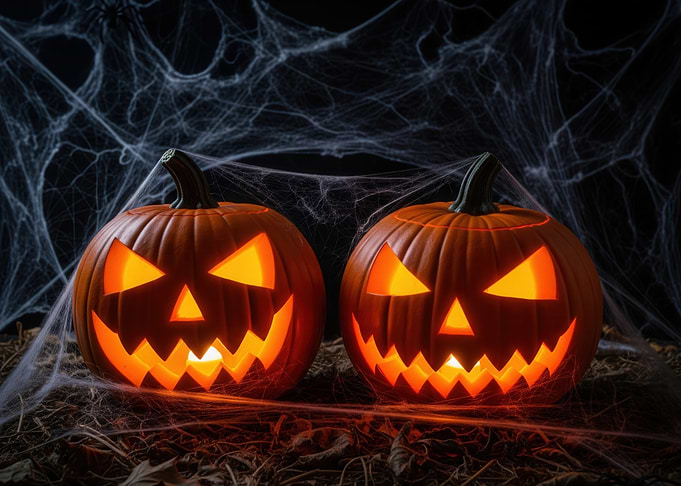 Halloween Pumpkins with Spiderwebs
