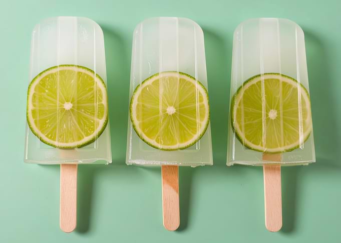 Lime Popsicles on Mint Background