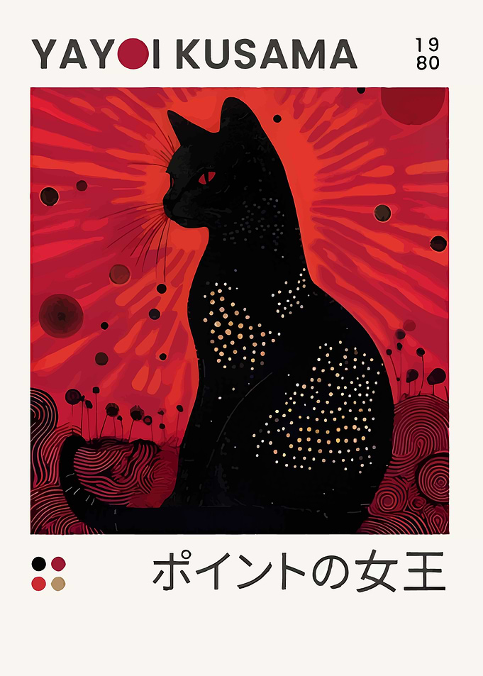 Yayoi Kusama Black Cat Art