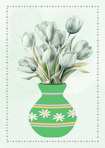 Tulips in Green Vase Illustration