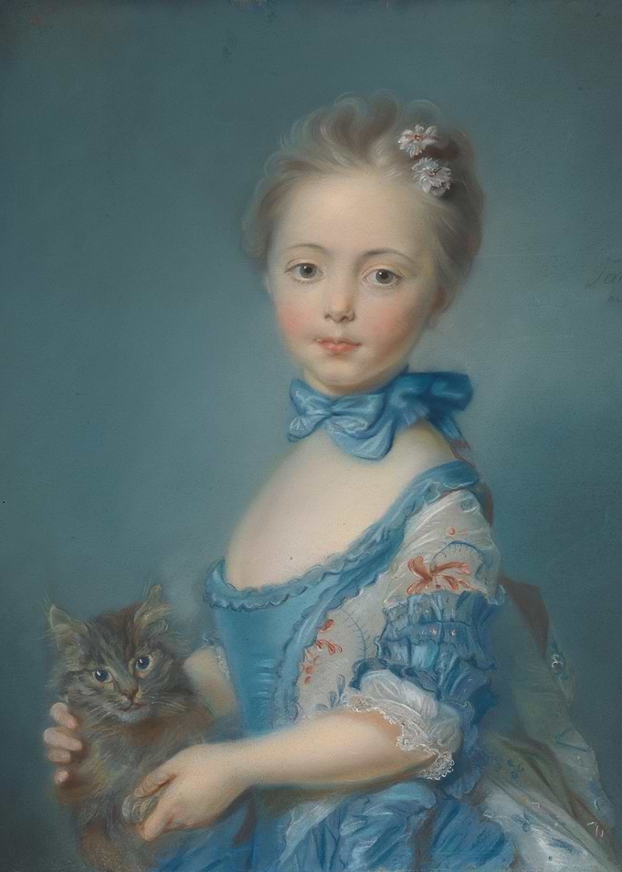 Young Girl with Cat Pastel Portrait