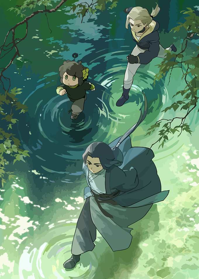 Anime Characters Running on Water Surface