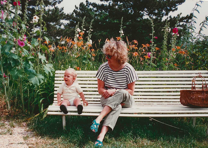 Woman and child on a bench