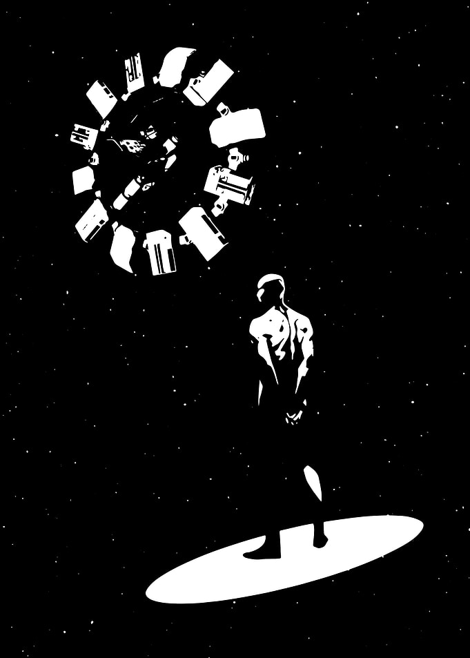 Interstellar Space Station and Surfer