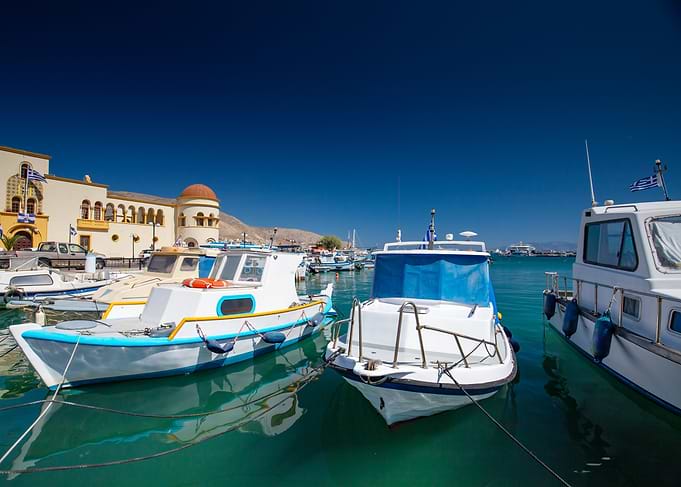 Boats in Kalymnos harbor, Greece
