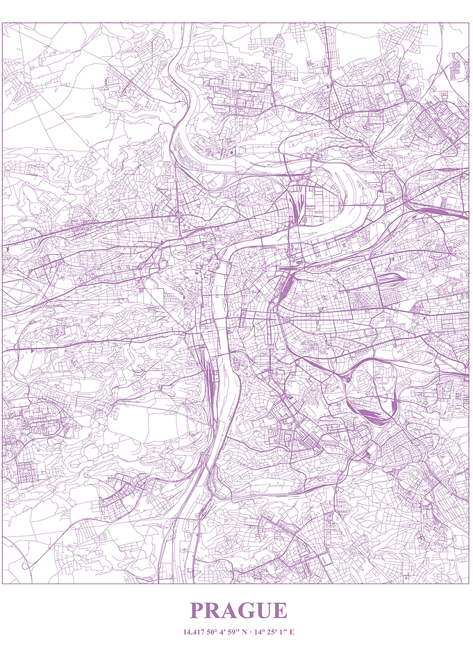 Prague City Map - Purple Lines