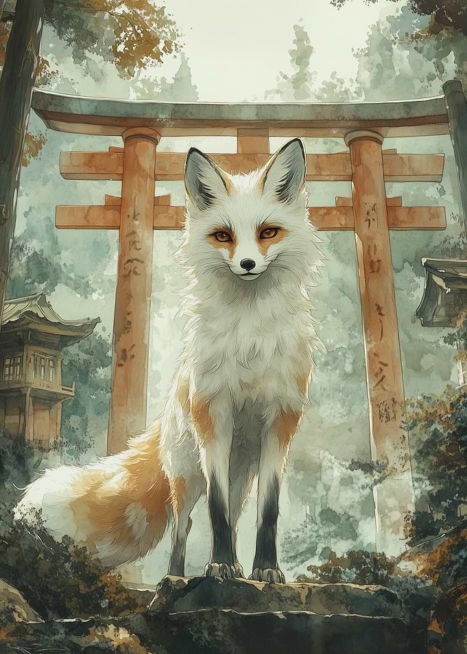 Fox in front of Torii Gate