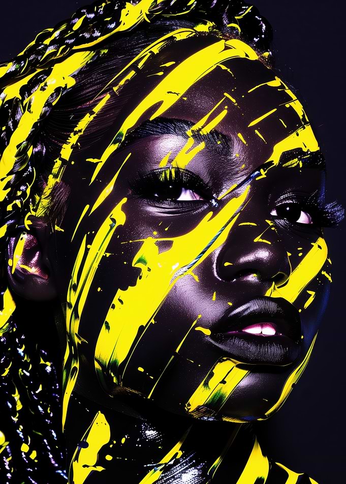 Woman with Yellow Paint Strokes