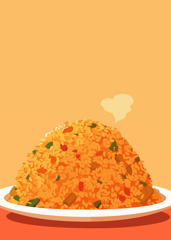 Steaming Fried Rice Illustration