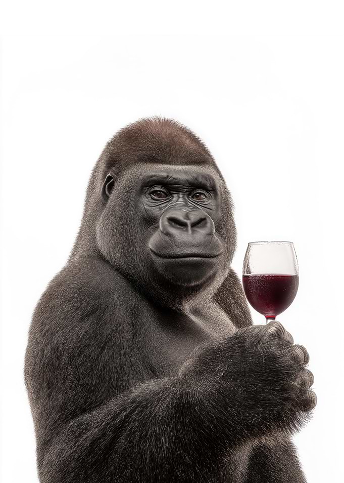 Gorilla with Wine Glass