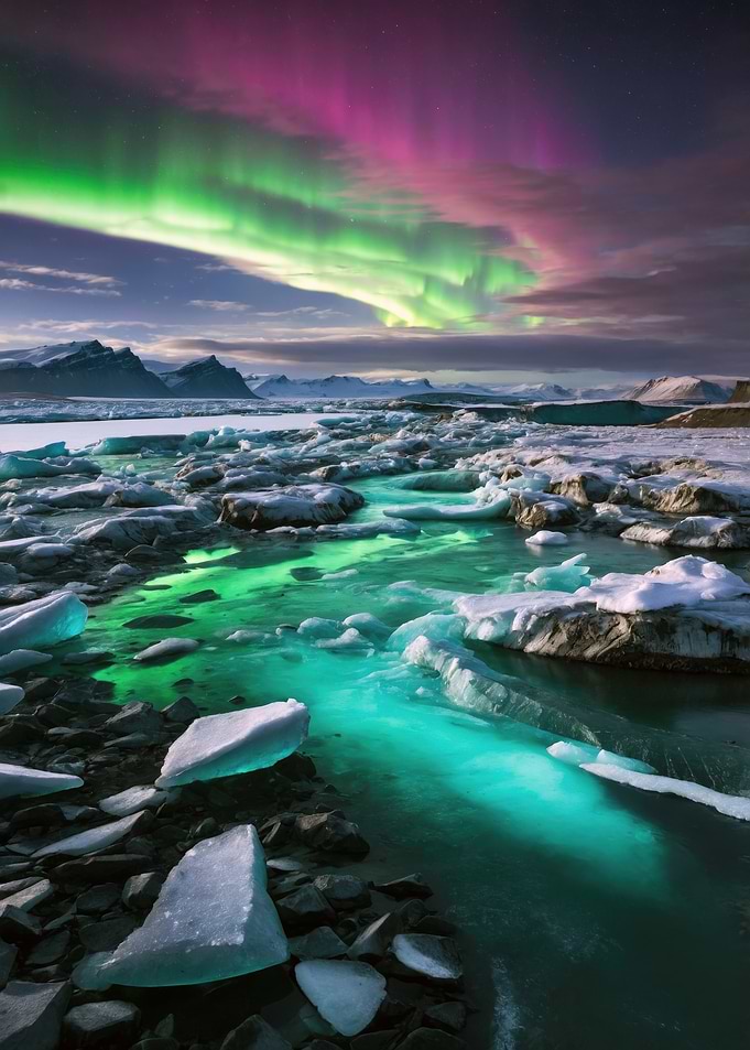 Aurora Borealis over Glacier Lagoon