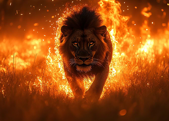 Lion in Flames
