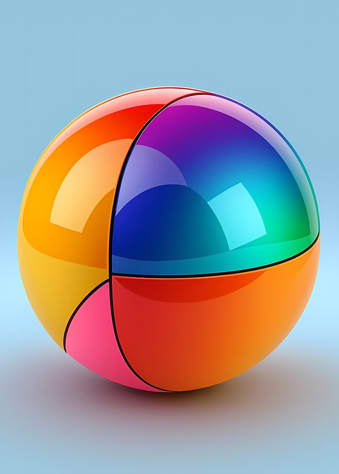 Colorful Segmented Sphere on Light Blue