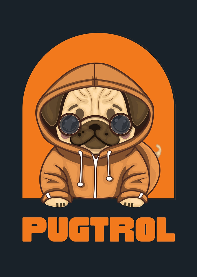 Pugtrol: Pug in Hoodie and Glasses