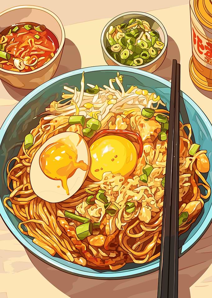 Delicious Ramen Bowl Illustration