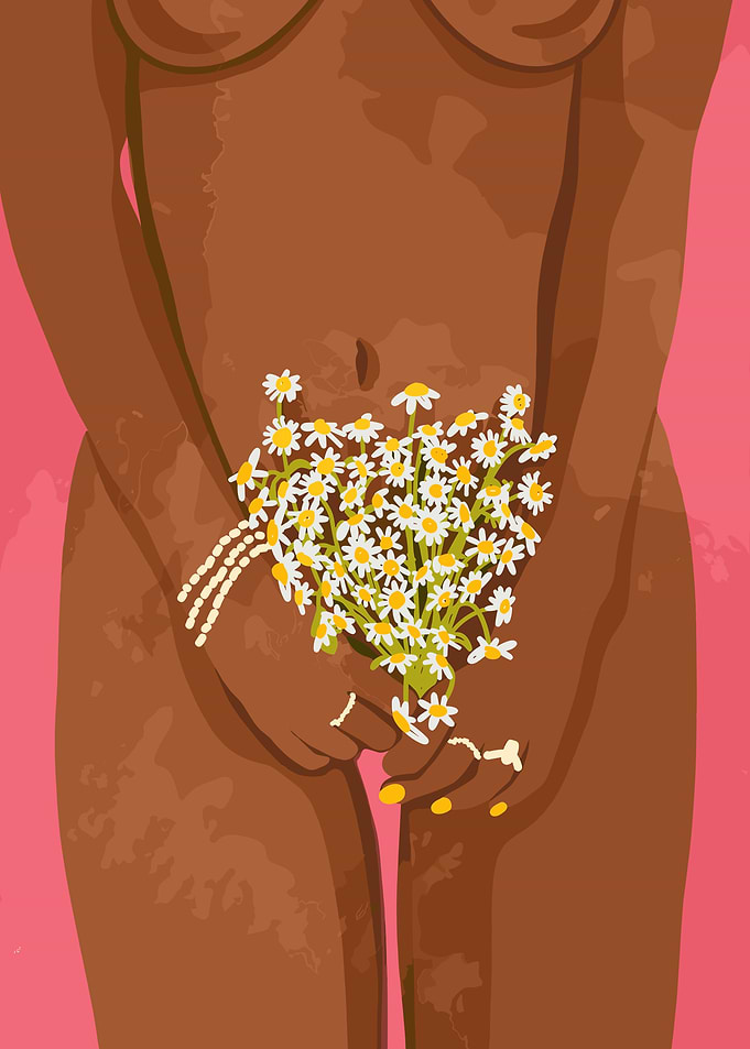 Woman with Daisies Illustration